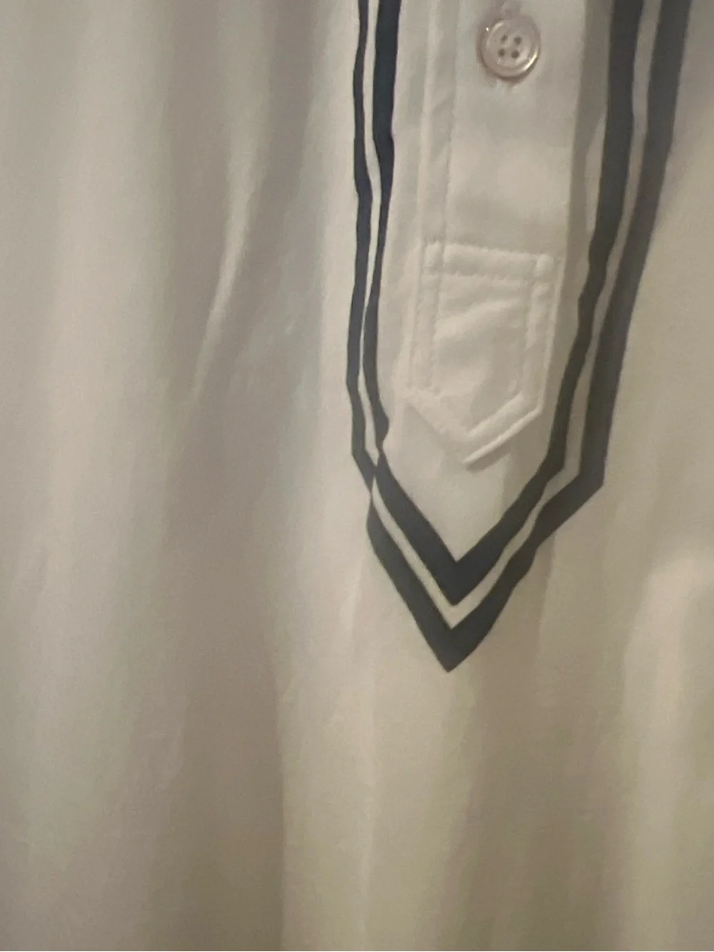 Tory Burch RETRO MERCERIZED COTTON POLO Size Small White Blue Preowned Mint!